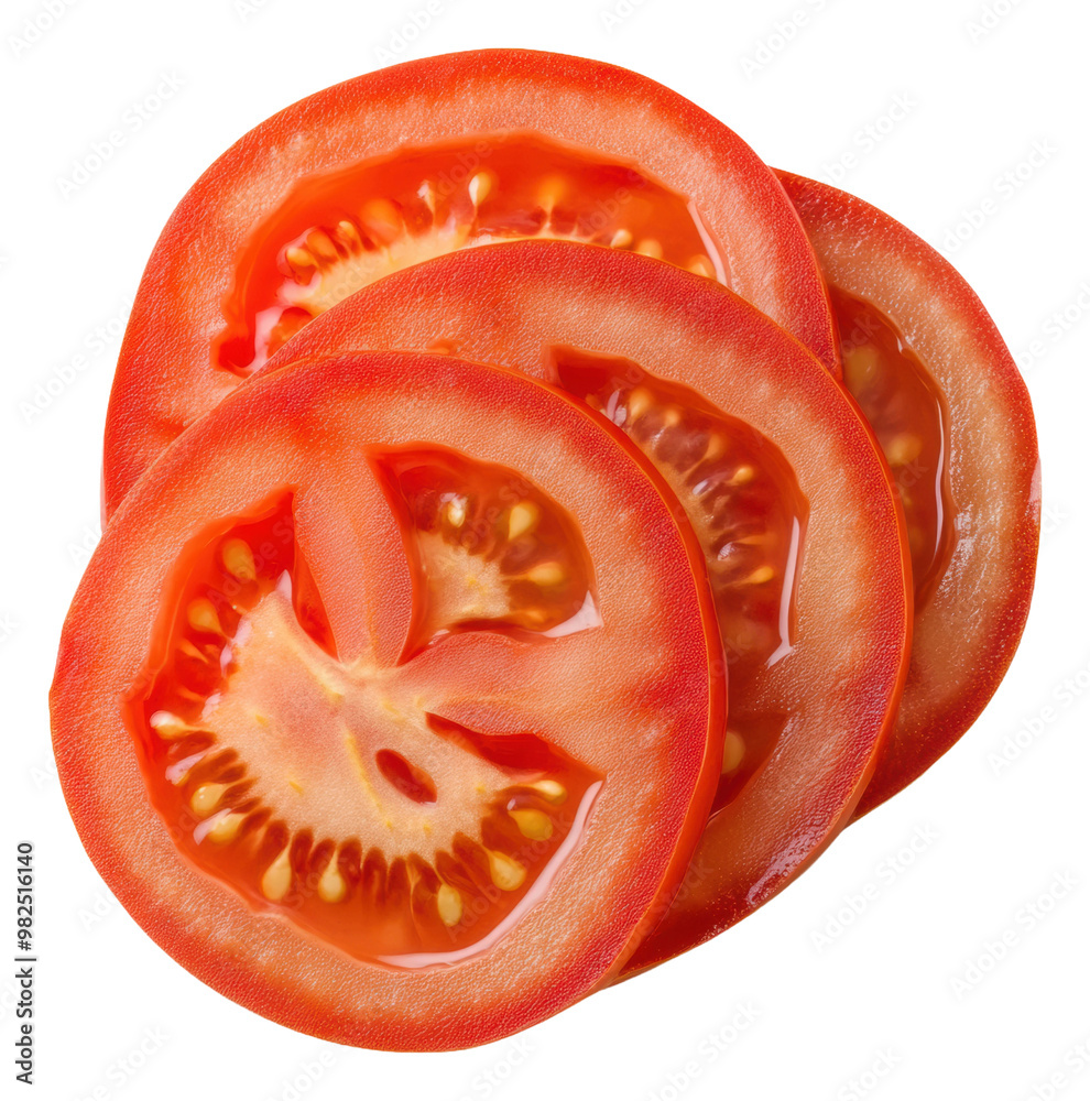 PNG Freshly sliced red tomatoes on a white background PNG Freshly sliced red tomatoes on a white background