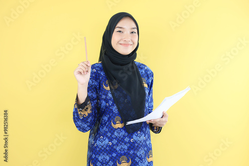 ASN Government Worker Wearing Korpri Batik Uniform photo