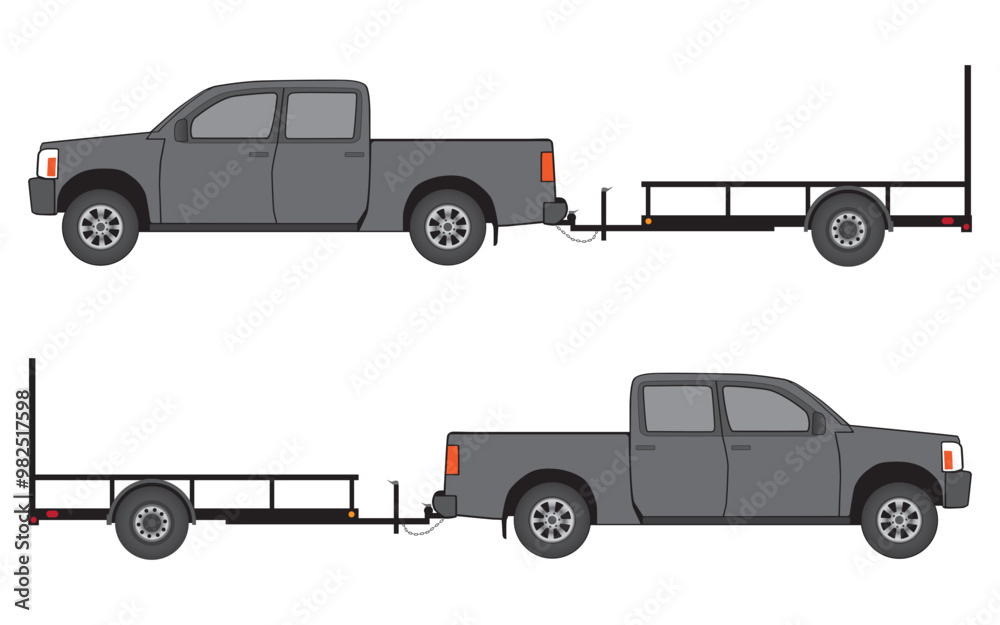 Naklejka premium Pickup Pulling Utility Trailer