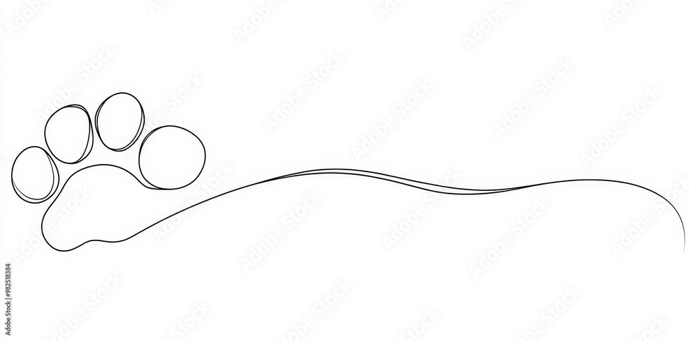 Background illustration of hand drawn dog or cat prints. Drawing single outline. Footmarks. Cute silhouette paw prints. Modern illustration design. Printed background. Background illustration of hand drawn dog or cat prints. Drawing single outline. Footmarks. Cute silhouette paw prints. Modern illustration design. Printed background.