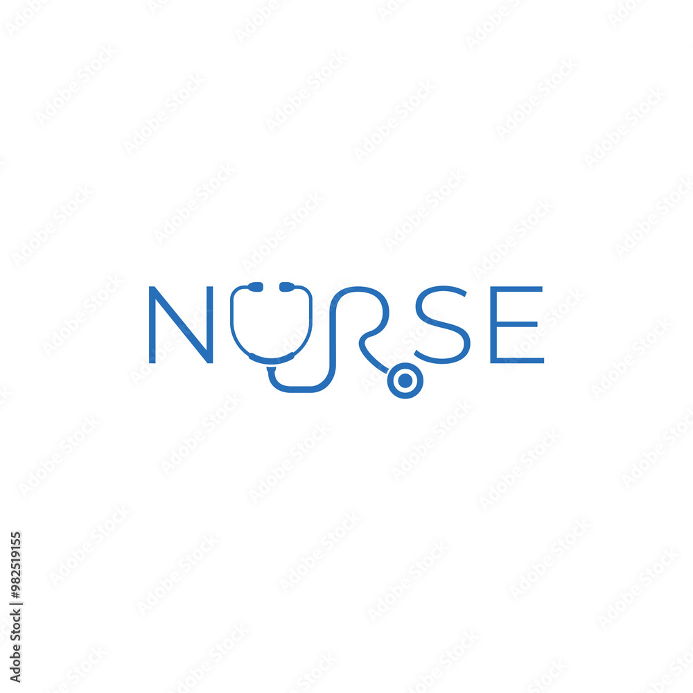 Nurse No 2 wordmark logo stethoscope replaces UR letter Nurse No 2 wordmark logo stethoscope replaces UR letter