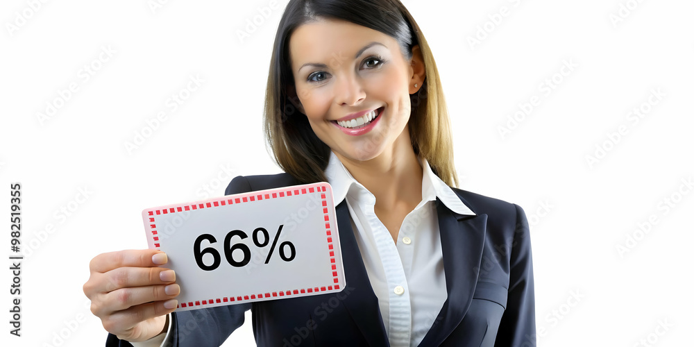 3D Candid Businesswoman Holding Coupon in Hand - Iconic Representation for Marketing and Business Use in a Professional Office Setting