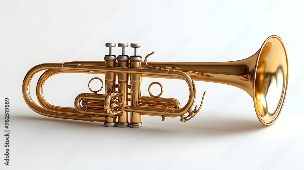 Fototapeta premium Realistic high-resolution close-up of a brass bugle instrument in natural lighting image