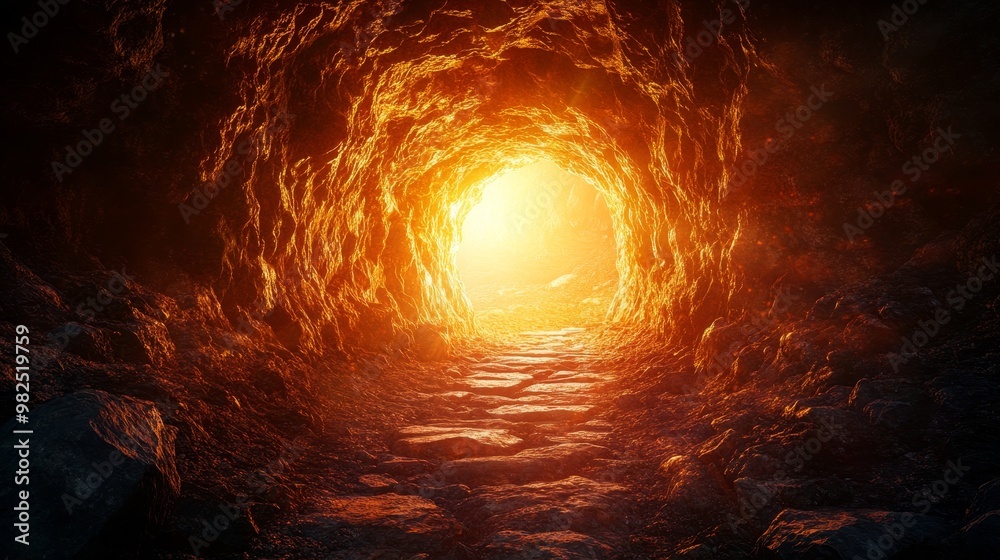 A cave with a hole in the middle and a bright light shining through it A cave with a hole in the middle and a bright light shining through it