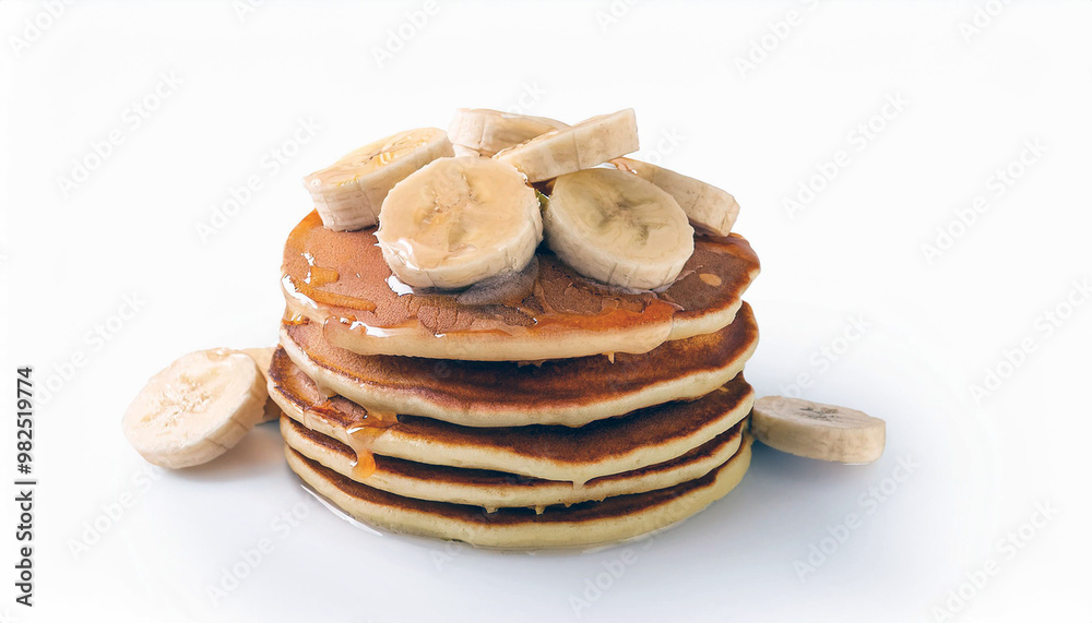 Delicious Pancakes with Banana Slices and Honey Delicious Pancakes with Banana Slices and Honey
