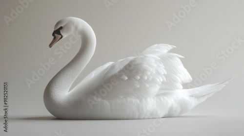 A white swan is laying on its back on a white background photo