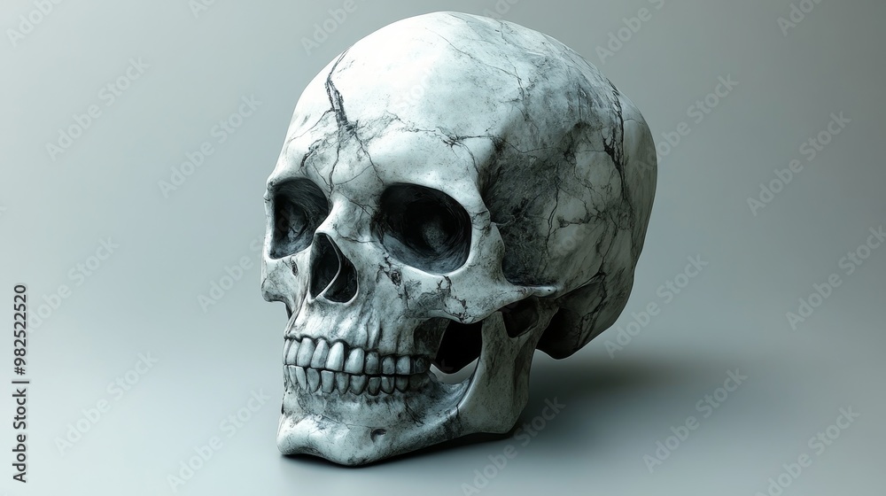 A white skull with a black nose and mouth A white skull with a black nose and mouth