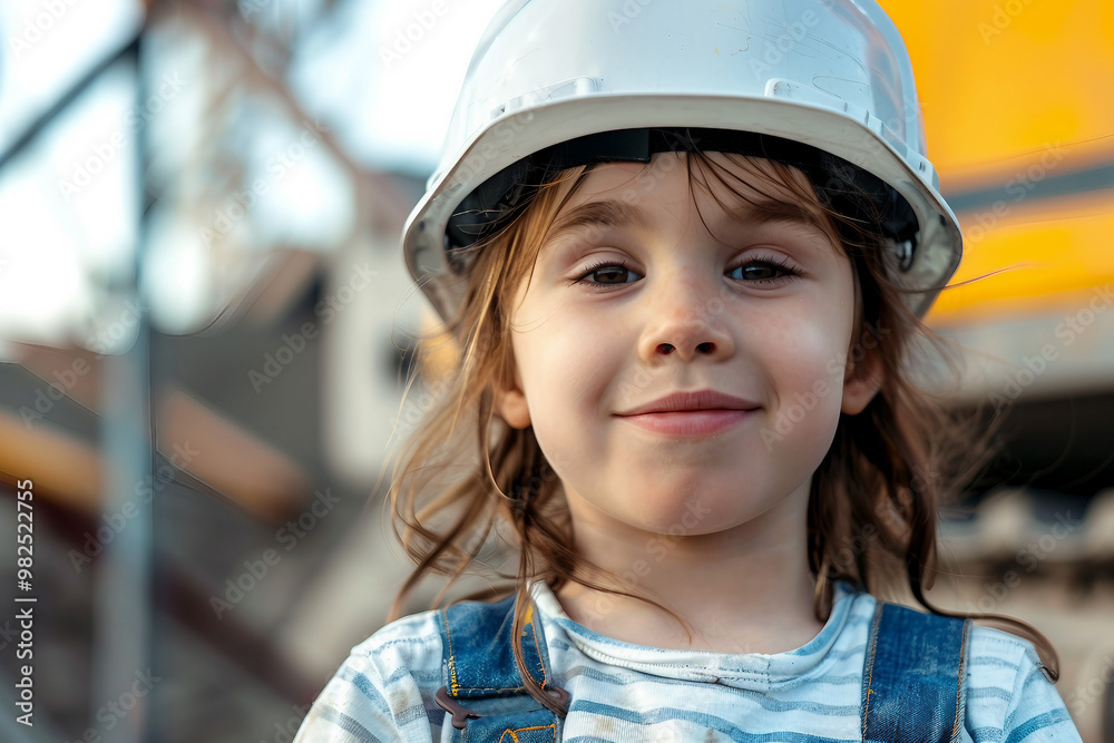 Generated with AI portrait of funny charming cute child work as engineer Generated with AI portrait of funny charming cute child work as engineer