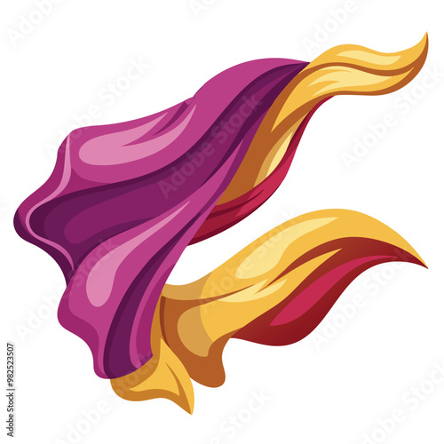 Silk flying vector illustration isolated on a white background