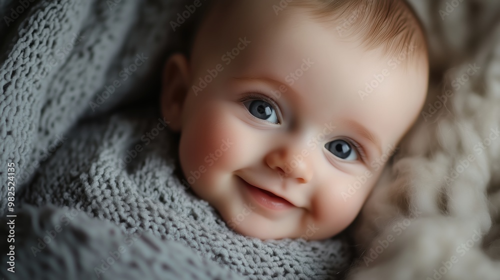 Happy baby smiling against a warm, golden bokeh background, creating a soft and joyful atmosphere. Happy baby smiling against a warm, golden bokeh background, creating a soft and joyful atmosphere.