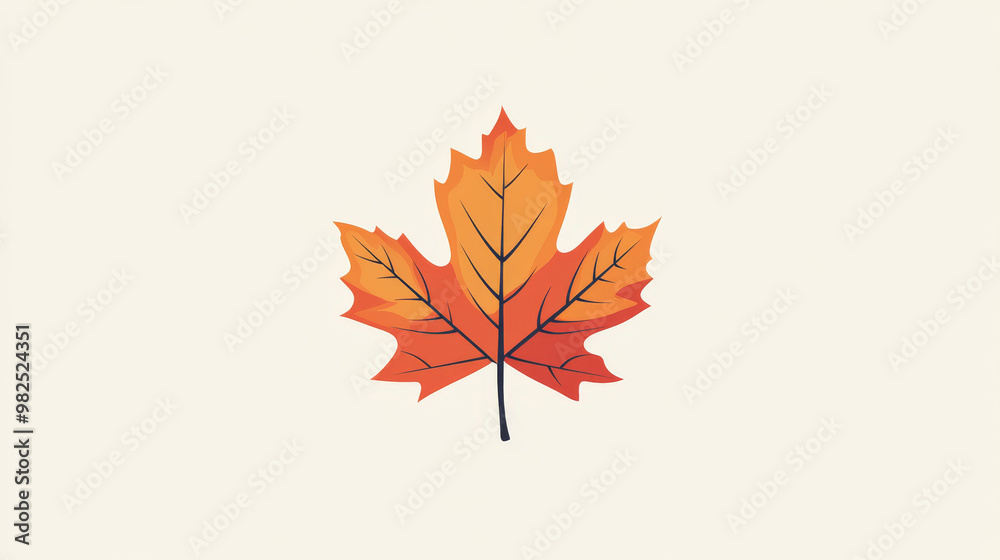 Fototapeta premium A simple, flat design of a maple leaf, perfect for nature-themed artwork.
