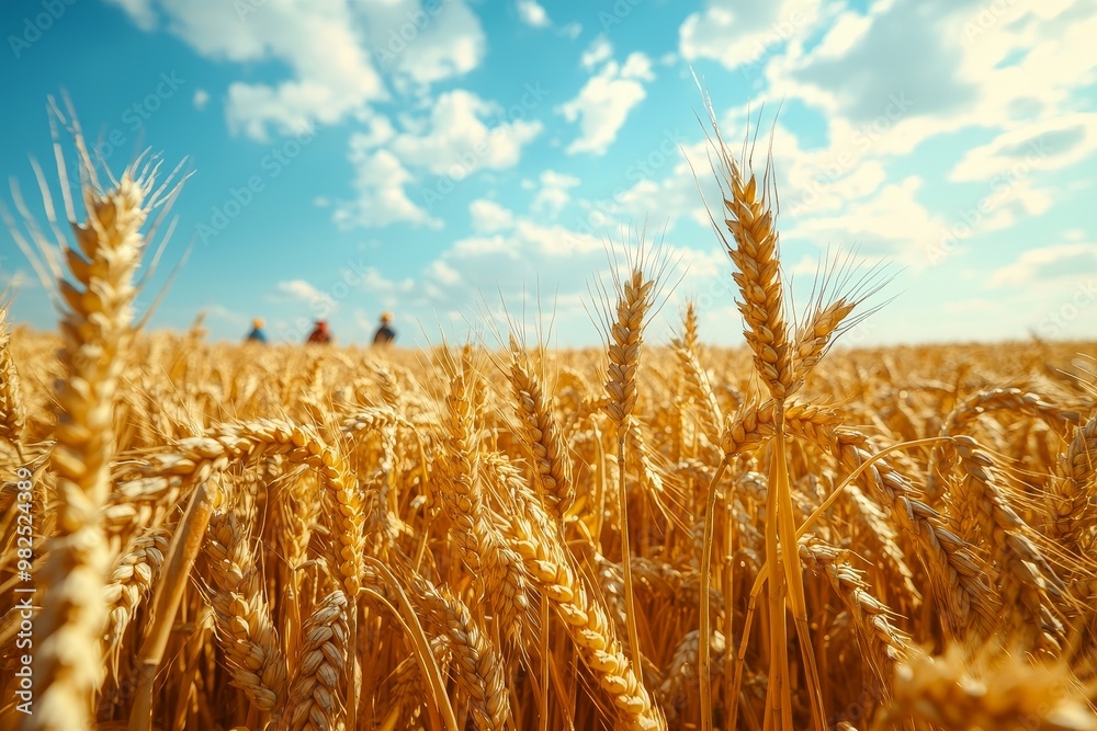 The picturesque landscape of golden ripe wheat under bright sunlight. Agriculture. The picturesque landscape of golden ripe wheat under bright sunlight. Agriculture.
