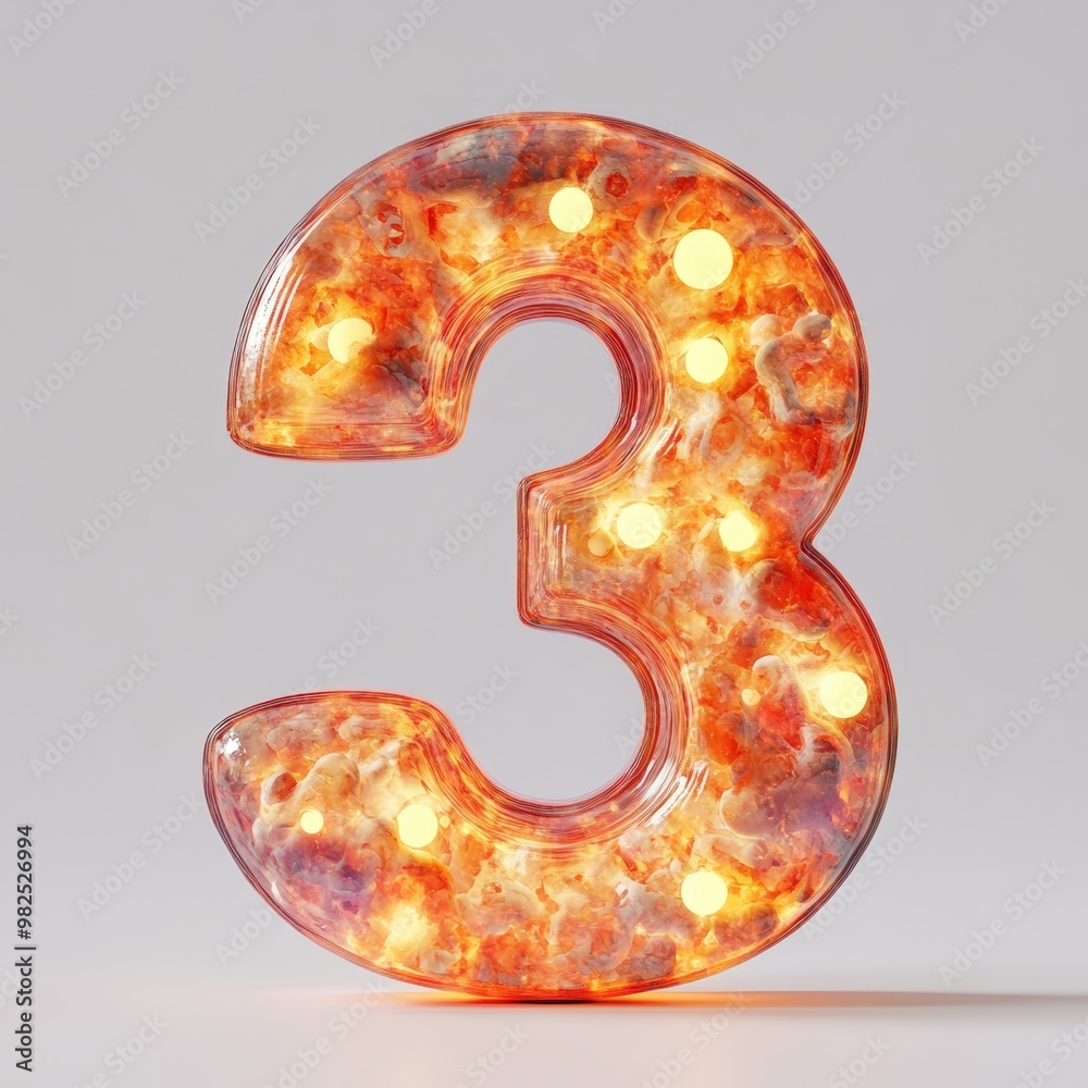 3D number 3 with lava lamp texture realistic modern design, soft lighting, white background. 3D number 3 with lava lamp texture realistic modern design, soft lighting, white background.