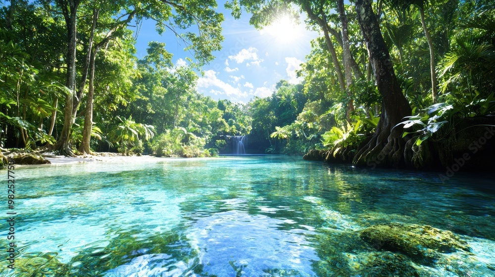 Tranquil Lagoon with a Waterfall Tranquil Lagoon with a Waterfall