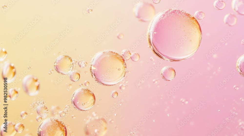 custom made wallpaper toronto digitalShiny water bubbles floating gently on a pastel pink and yellow backdrop.