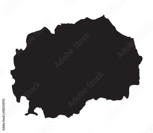 North Macedonia Silhouette Map