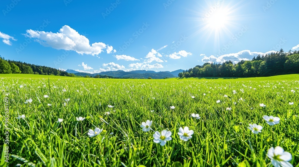Sunny Meadow with White Flowers Sunny Meadow with White Flowers