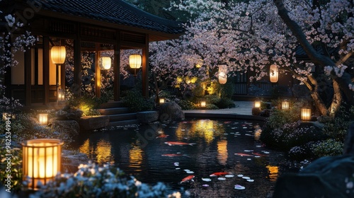 Serene Japanese Garden at Twilight