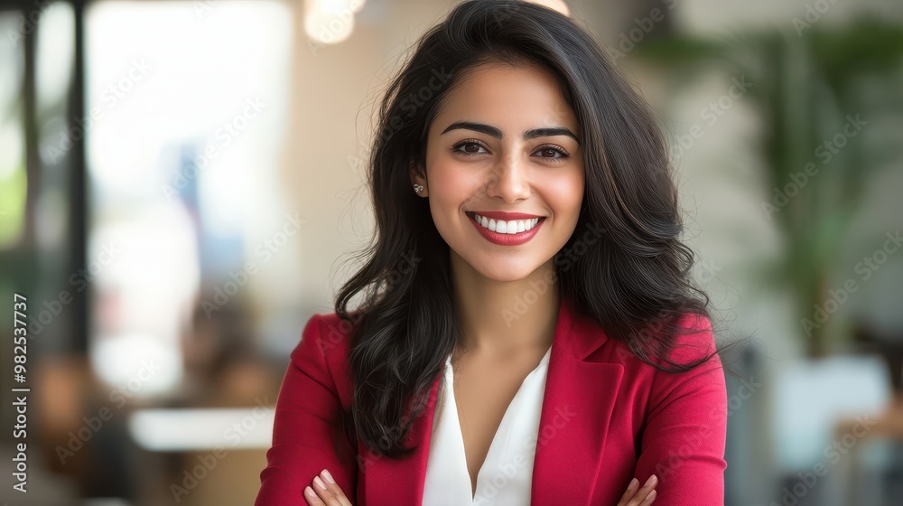 Confident Hispanic Individual Smiling Brightly with Toothy Smile for Promotional Use Confident Hispanic Individual Smiling Brightly with Toothy Smile for Promotional Use