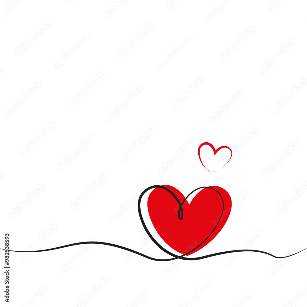 Red heart line vector isolated on white Red heart line vector isolated on white