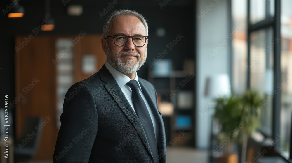 Fototapeta premium Middle-aged Corporate Professional in a Formal Setting for Business and Networking Use
