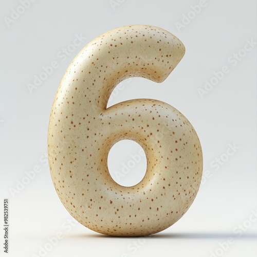 3D number 6 with tornado texture realistic modern design, soft lighting, white background. photo