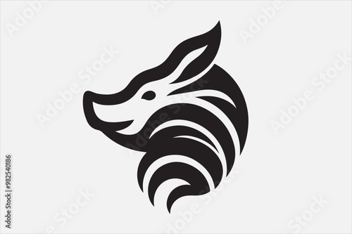 A sleek stylized silhouette of  pig's head. photo