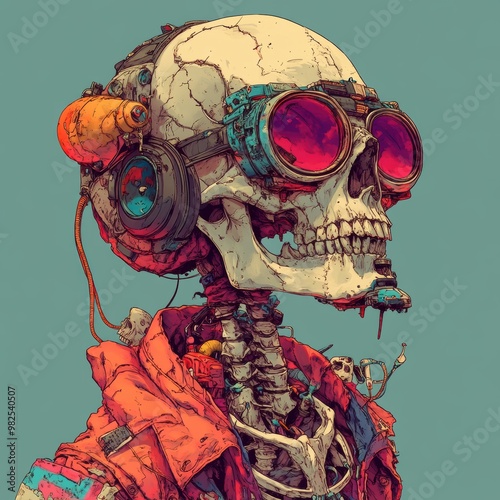 Cyberpunk Skull with Goggles #982540507