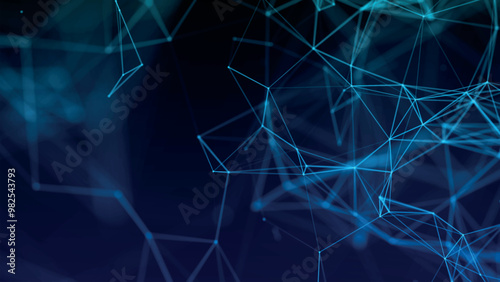 Abstract background with connecting dots and lines. Network connection structure. Plexus effect. 3d Vector illustration.