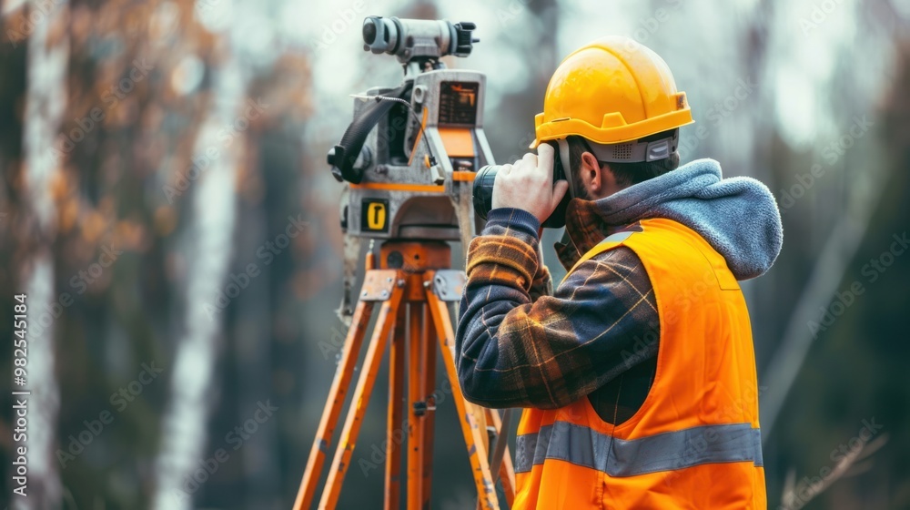 Surveyor Using a Theodolite
