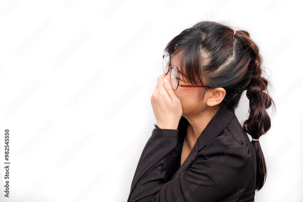 Business asian women felling happy and smile on white background Business asian women felling happy and smile on white background