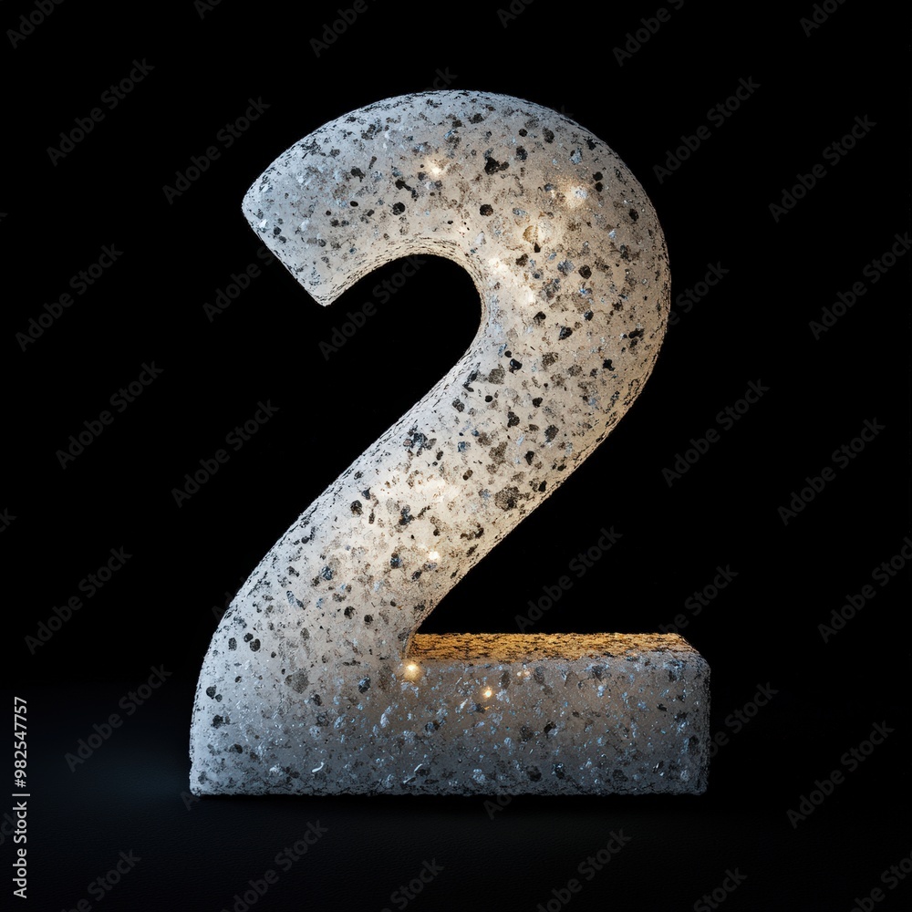 3D number 2 with x-ray texture realistic modern design, soft lighting, black background. 3D number 2 with x-ray texture realistic modern design, soft lighting, black background.