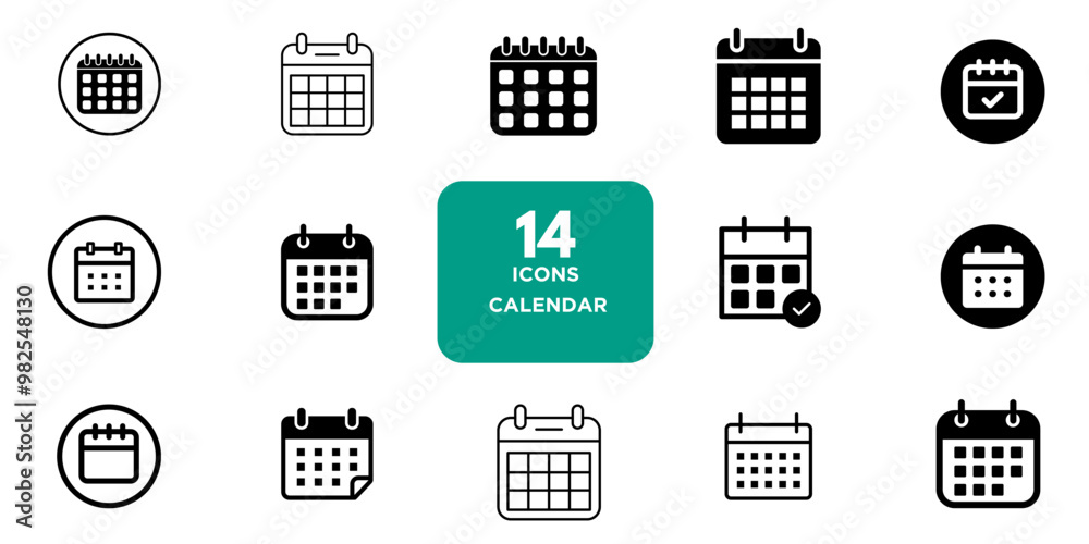 Calendar, agenda, plan editable stroke outline icons set isolated on white background flat vector illustration. Calendar, agenda, plan editable stroke outline icons set isolated on white background flat vector illustration.