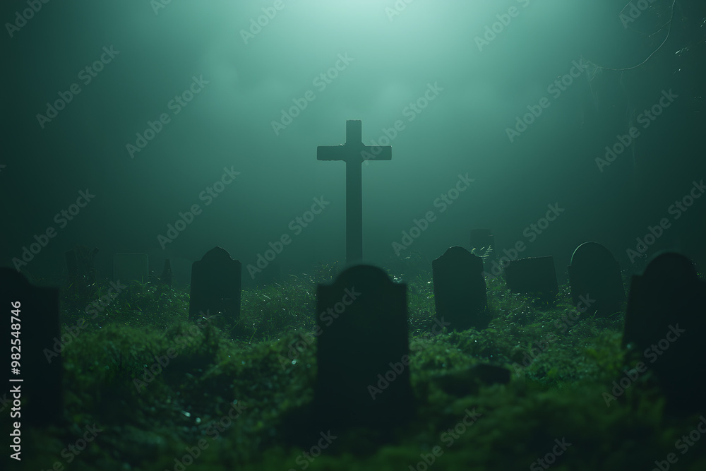 Eerie Graveyard at Night | Spooky Atmosphere with Haunted Tombstones and Mist Eerie Graveyard at Night | Spooky Atmosphere with Haunted Tombstones and Mist