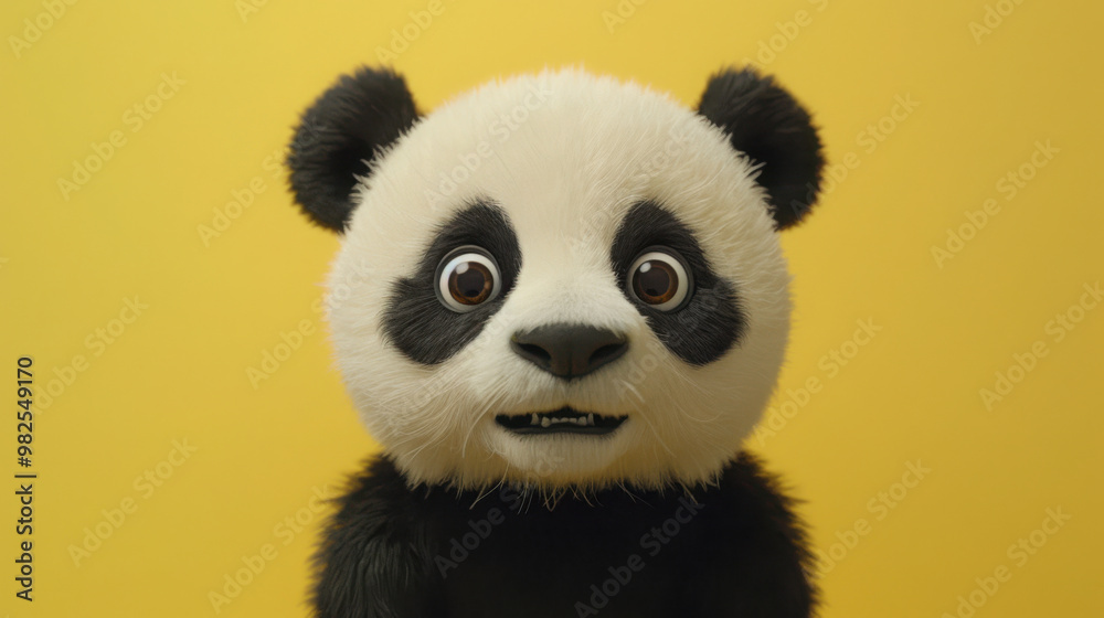 A surprised panda with wide, expressive eyes stands out against a minimalist backdrop, exuding a mix of cuteness and humor. A surprised panda with wide, expressive eyes stands out against a minimalist backdrop, exuding a mix of cuteness and humor.