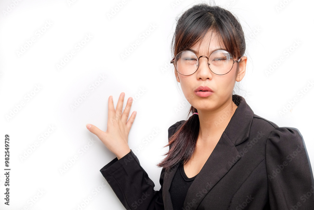 Business asian women felling happy and smile on white background Business asian women felling happy and smile on white background