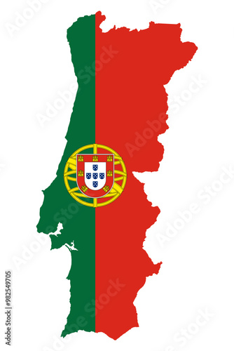 Portugal flag map contour vector illustration