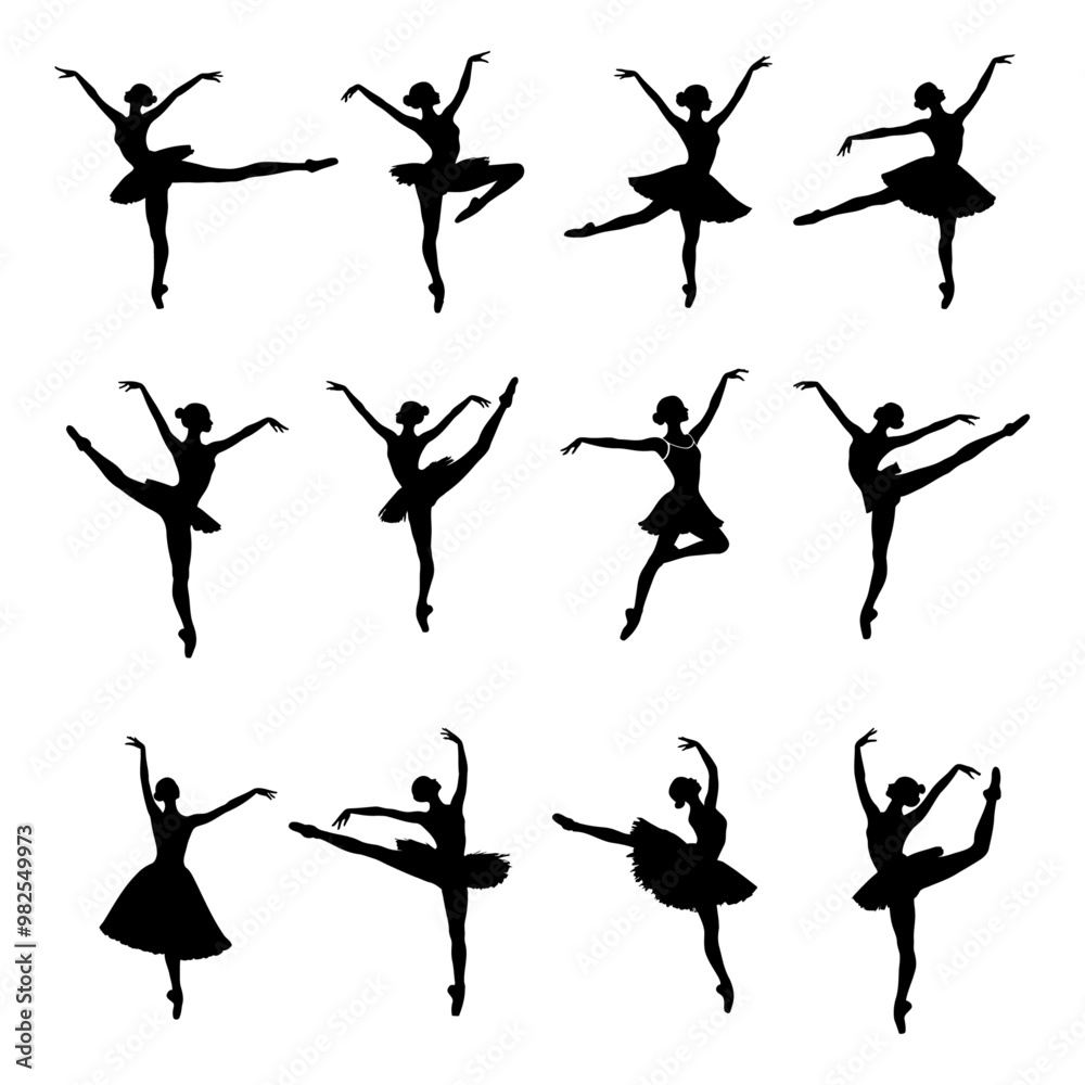 set of ballet dancer illustration. Silhouettes of ballerinas. Female Dancer or Woman Dancing, ballet dance moves isolated in white.. set of ballet dancer illustration. Silhouettes of ballerinas. Female Dancer or Woman Dancing, ballet dance moves isolated in white..