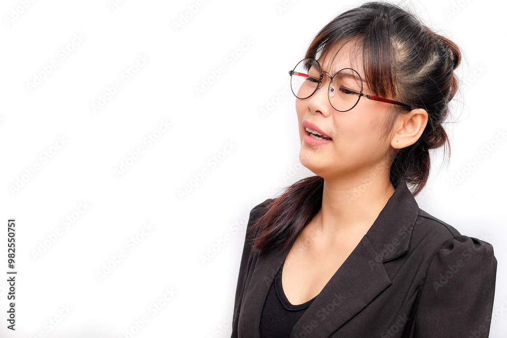 Business asian women felling happy and smile on white background Business asian women felling happy and smile on white background