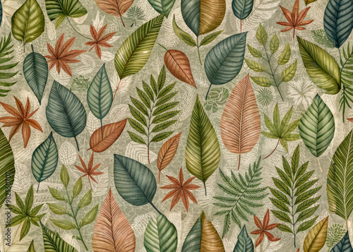 seamless pattern with leaves photo