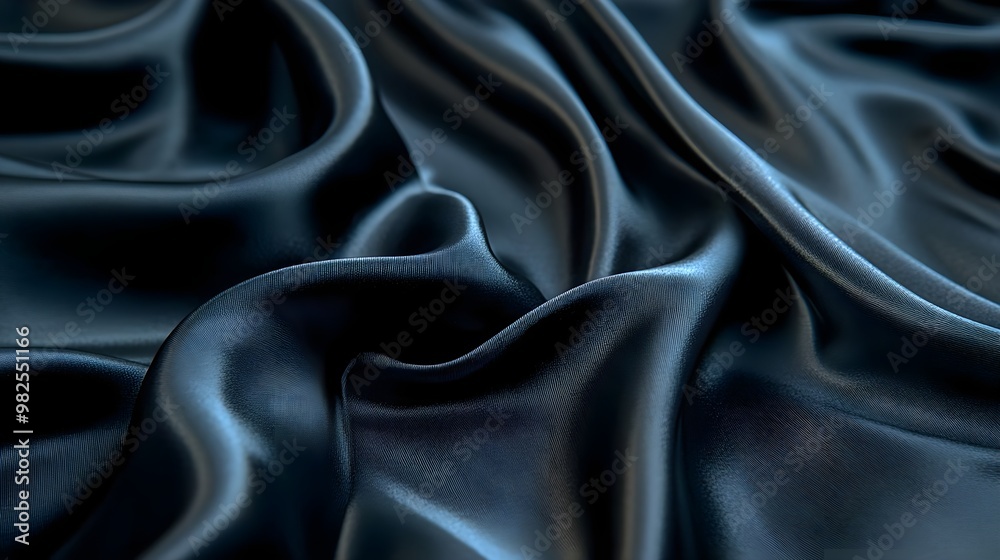 Fototapeta premium Close-Up of Luxurious Silky Fabric Texture in Dark Blue