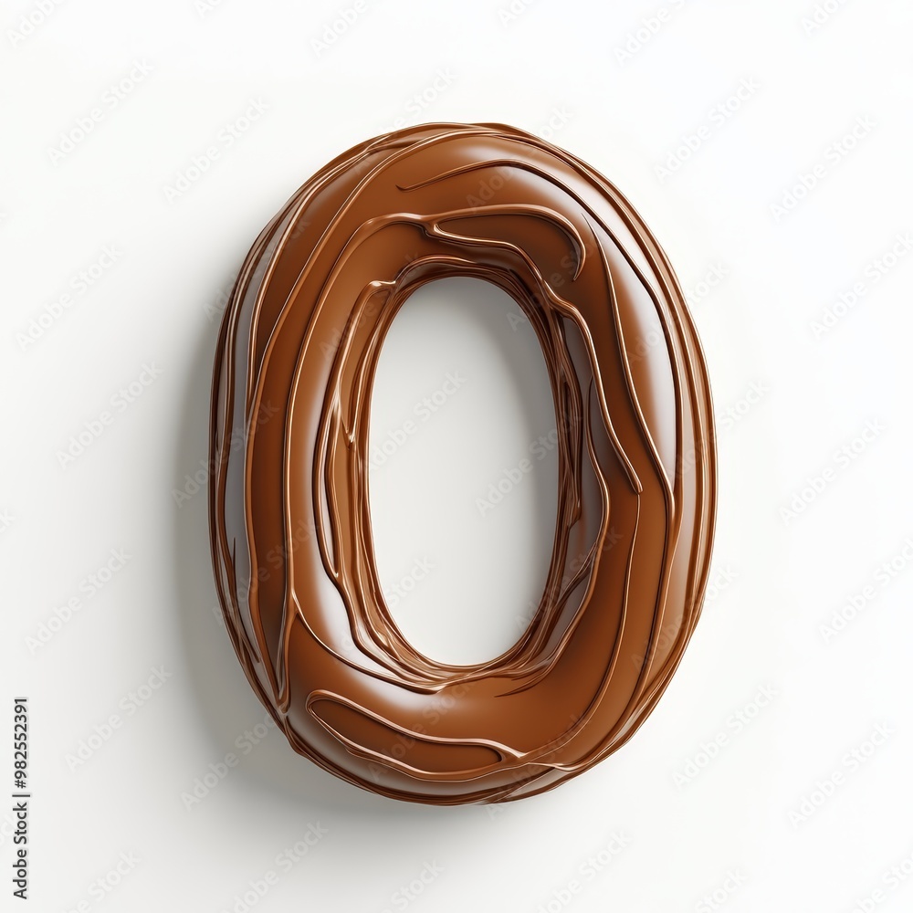 3D number 0 with chocolate texture realistic modern design, soft lighting, white background 3D number 0 with chocolate texture realistic modern design, soft lighting, white background
