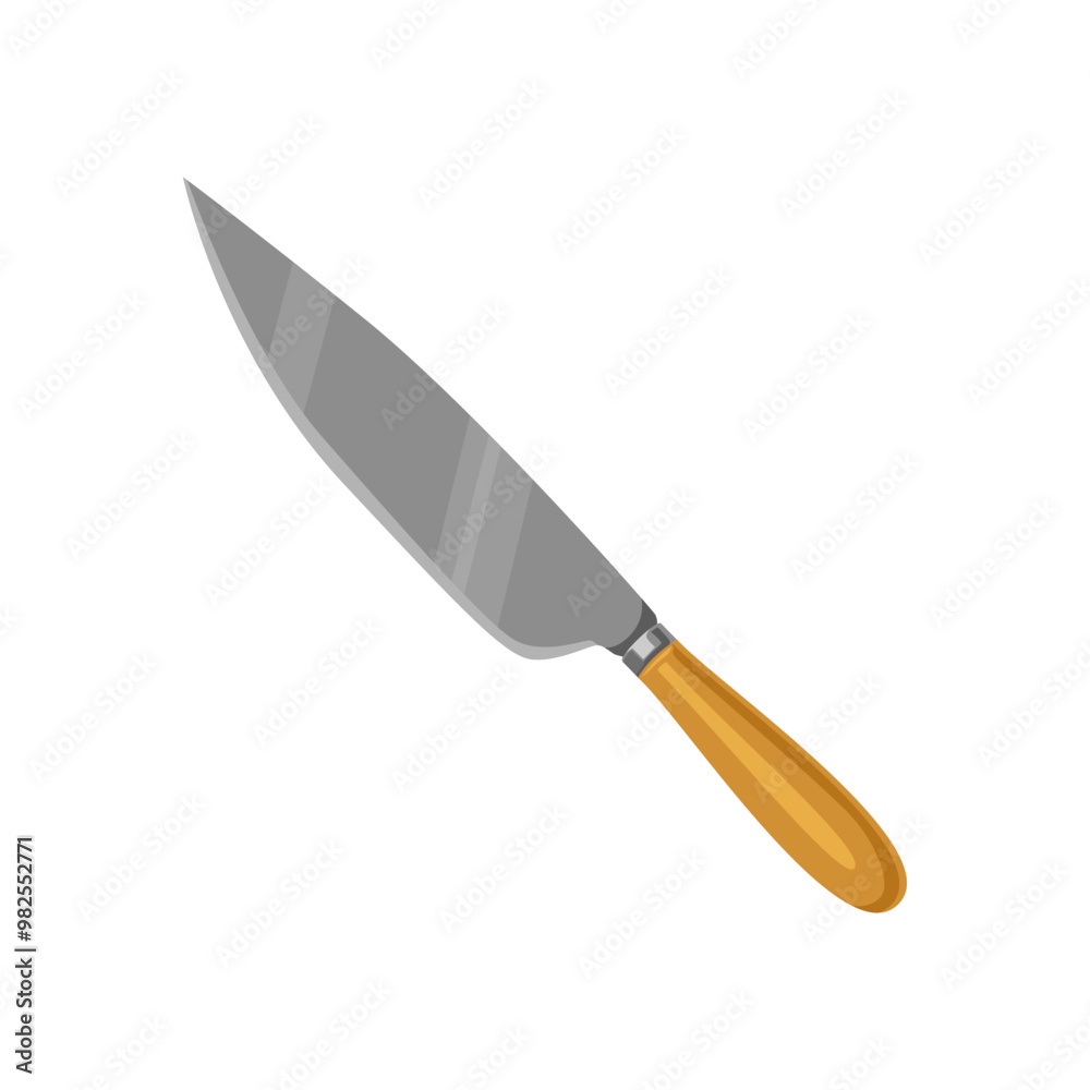 Kitchen Knife Isolated on White background. Kitchen Knife with Wooden Handle Vector Illustration Isolated. Kitchen Knife Isolated on White background. Kitchen Knife with Wooden Handle Vector Illustration Isolated.