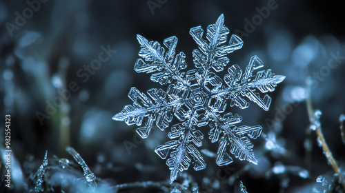A delicate crystal snowflak...