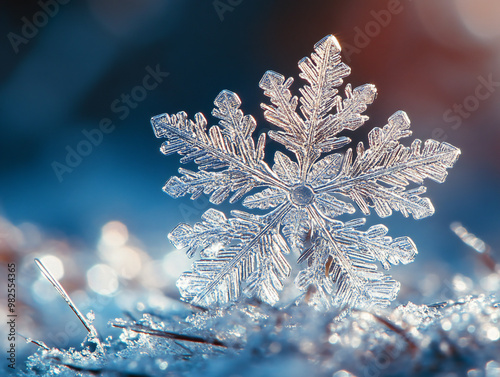 A delicate crystal snowflak...