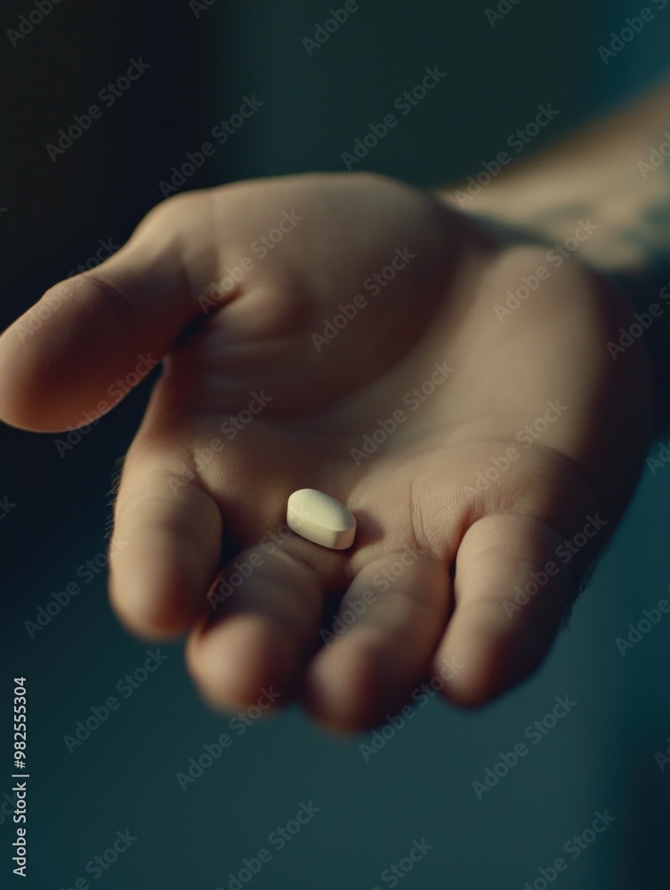 Hand holding a pill Hand holding a pill
