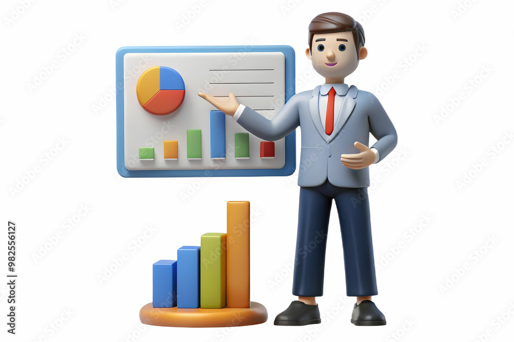 Flat Vector Illustration of Candid Businessman Presenting Retail Data - Ideal for Marketing, Business Strategy, and Data-Driven Decision Content Flat Vector Illustration of Candid Businessman Presenting Retail Data - Ideal for Marketing, Business Strategy, and Data-Driven Decision Content