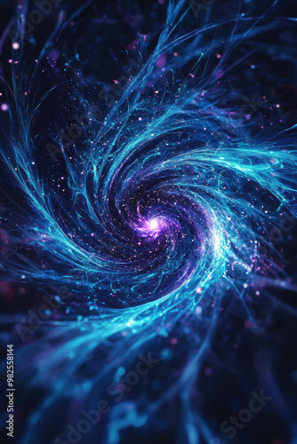 Abstract Cosmic Vortex with Blue and Purple Energy Flowing Motion