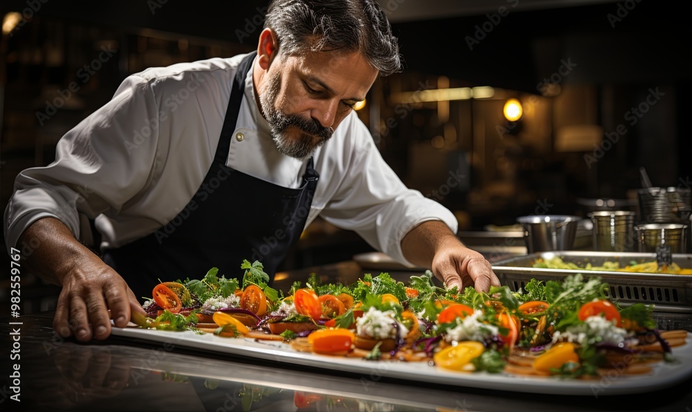 Chef Cooking in Restaurant Kitchen Chef Cooking in Restaurant Kitchen