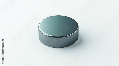 A metallic circular magnet that likely generates a strong magnetic field, commonly used in electronic devices and experiments.